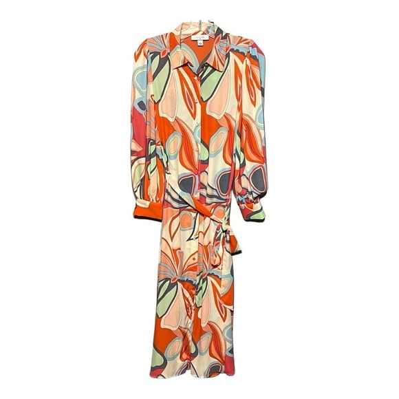 ALEXIS X Target Mixed Floral Long Sleeve Robe Dress Multi Color Button Front - Picture 10 of 13